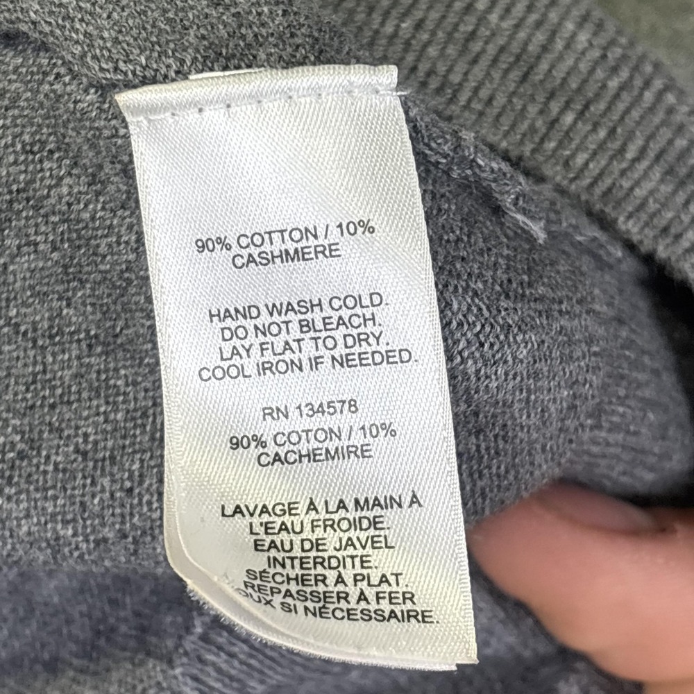 Vineyard Vines Sweater Mens XL Gray Cotton Cashmere 1/4 Zip Mock Neck Italy - Picture 4 of 7